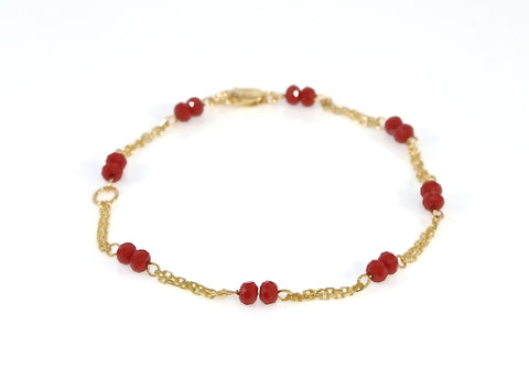 14kyg red bead mini-me bracelet