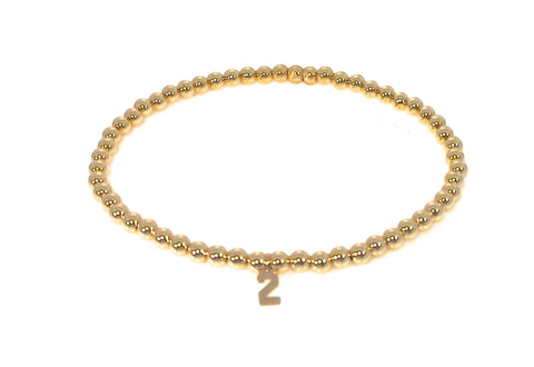 14k bead bracelet with custom charm