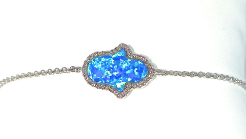 blue opal cz hamsa bracelet