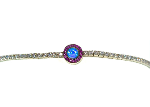 cz bracelet with blue opal circle