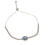 cz bracelet with blue opal circle