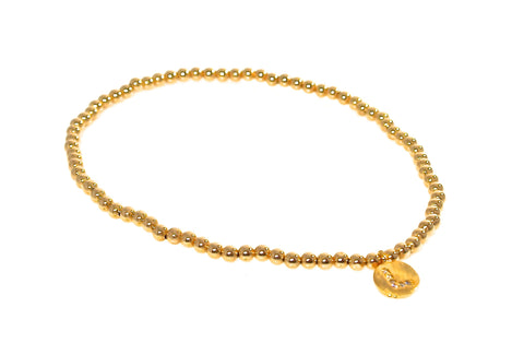 gold filled bead anklet with charm