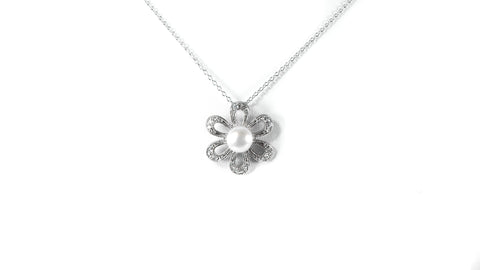 cz flower with pearl