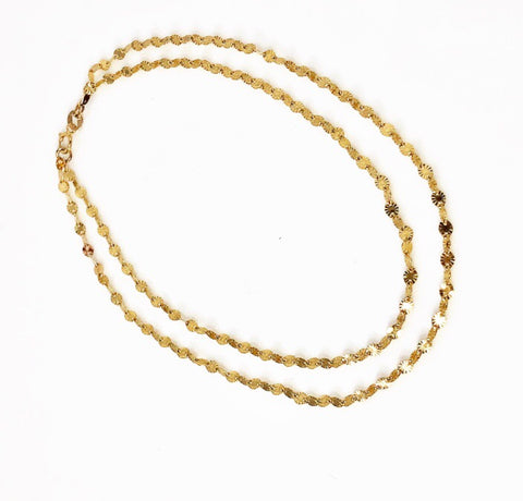 14k double layered flower chain anklet