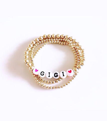 personalized gold bead trio